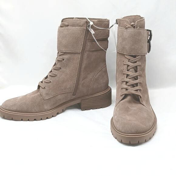 Vince Camuto Fawdry Tan Suede Combat Boots Women’s 10M Moto Lug Sole Fall - Picture 3 of 11